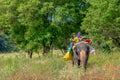 Tourists riding on an Elephant tour around Sigiriya rock